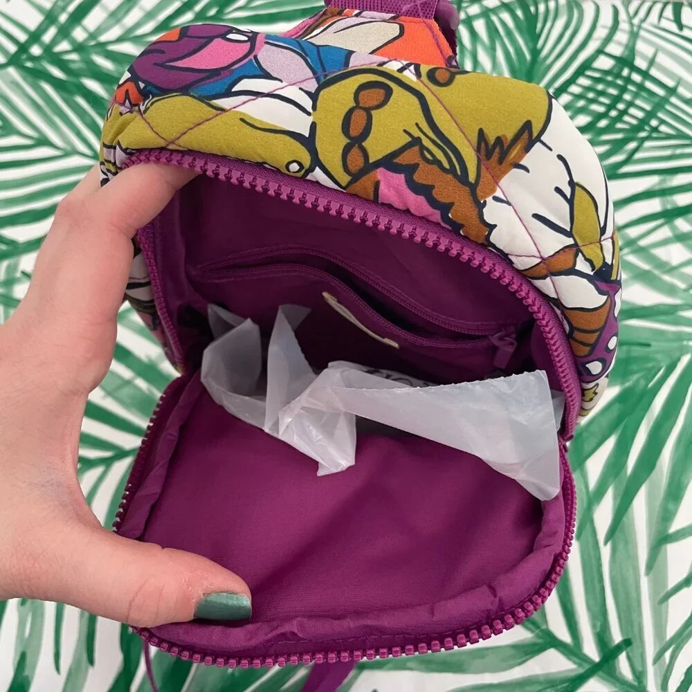 Vera Bradley Lorman Nylon Sling Backpack in Flutter Butterfly Purple